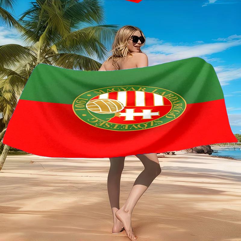 Hungarian Football Emblem Beach Towel, Quick-drying, Easy to Care for, Suitable for Both Fitness and Beach Vacations,Sports Essential