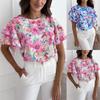 2025 Summer New Fashion Women's Ruffle Sleeve Print Top