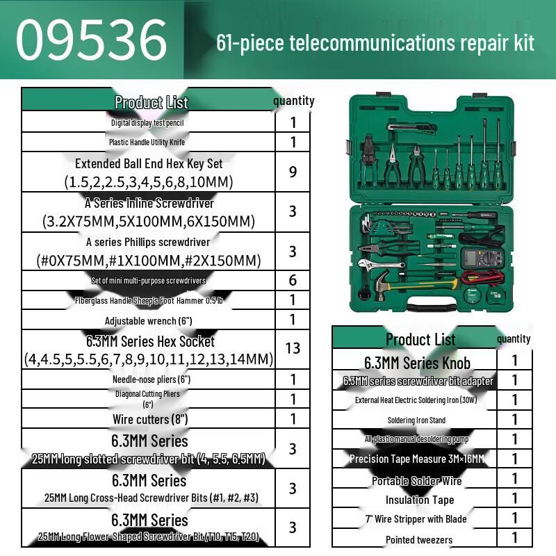 SATA 09536 Набор из 61 предмета для ремонта телекоммуникационного оборудования