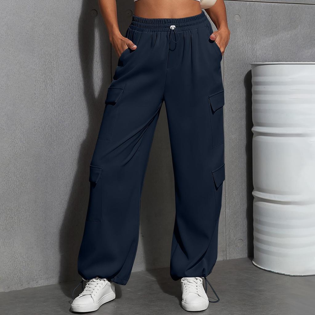 Women's Fashion Sport Solid Color Pocket Casual Sweatpants Pants