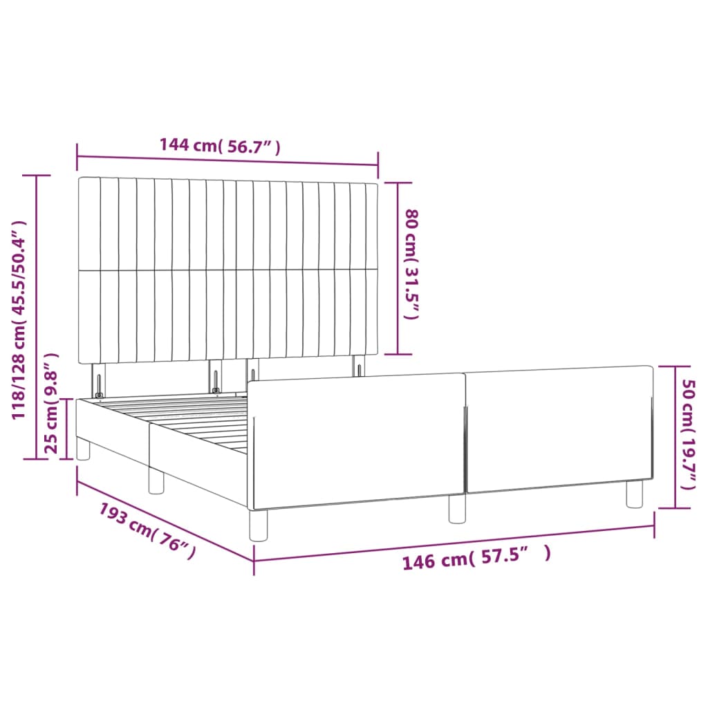 Bed Frame without Mattress Light Grey 140 x 190 cm Fabric