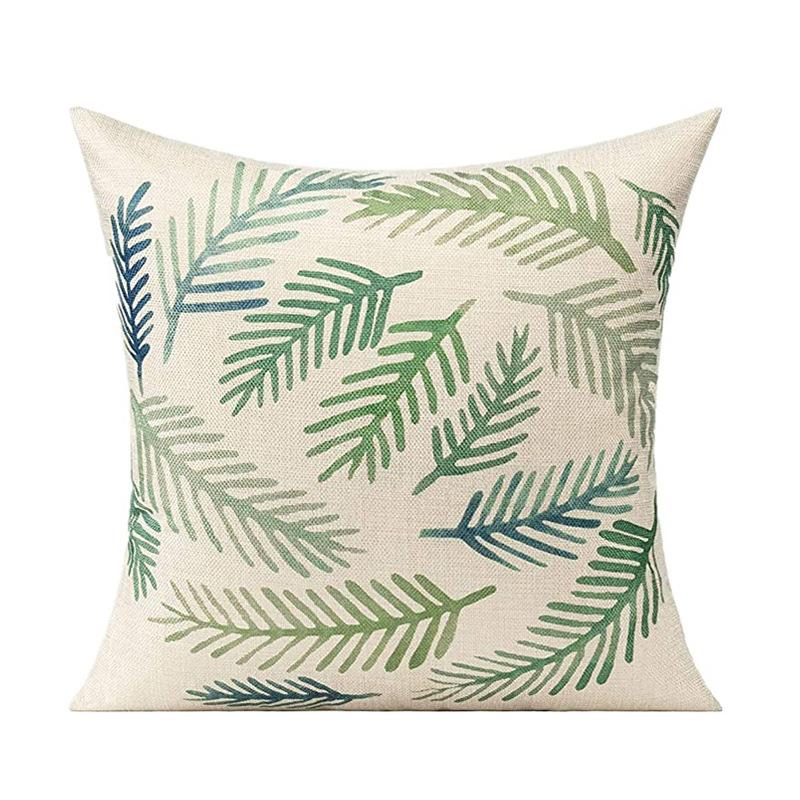 Simple Modern Green Leaves Tropical Plant Series Linen Pillowcase Nordic Small Fresh Style Cushion Cover