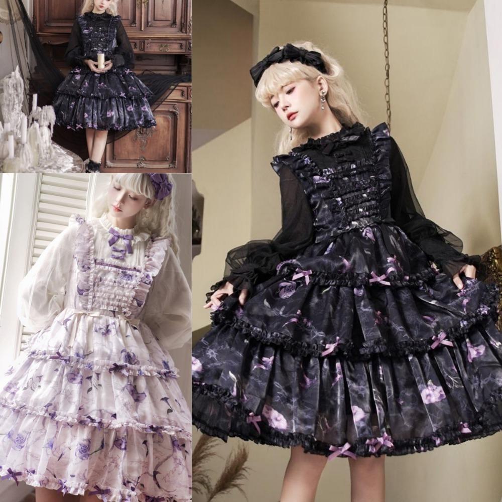 Платье Firefly Flower OP Light Lolita Daily Lolita Vintage Dress - комплект из двух предметов для девочек Soft Girl Fake