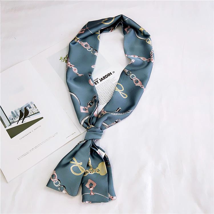 Маленький шарф женский длинный стиль весна и осень двухстороннее украшение универсальный зимний маленький шарф профессиональный шарф длинный шарф аксессуар