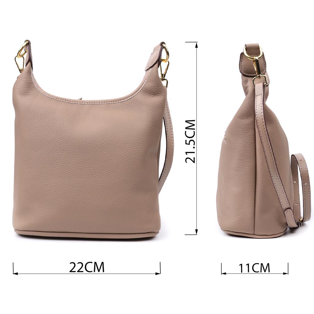 Women's Shoulder Bag Made of Genuine Leather Vintage 22629 Beige