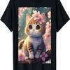 Милая Кавайная Кошка с Цветами Сакуры Футболка(7)