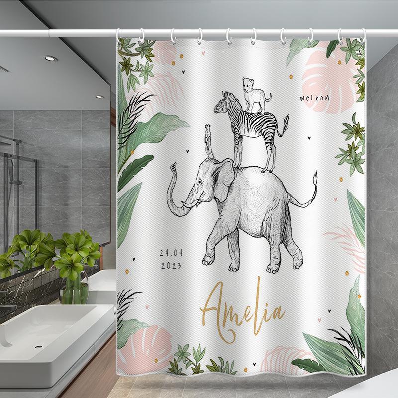 Bathroom Thickened Waterproof Curtain Mildew Proof Shower Curtain Shower Partition Curtain Shower Curtain Bathroom Curtain Free Perforation