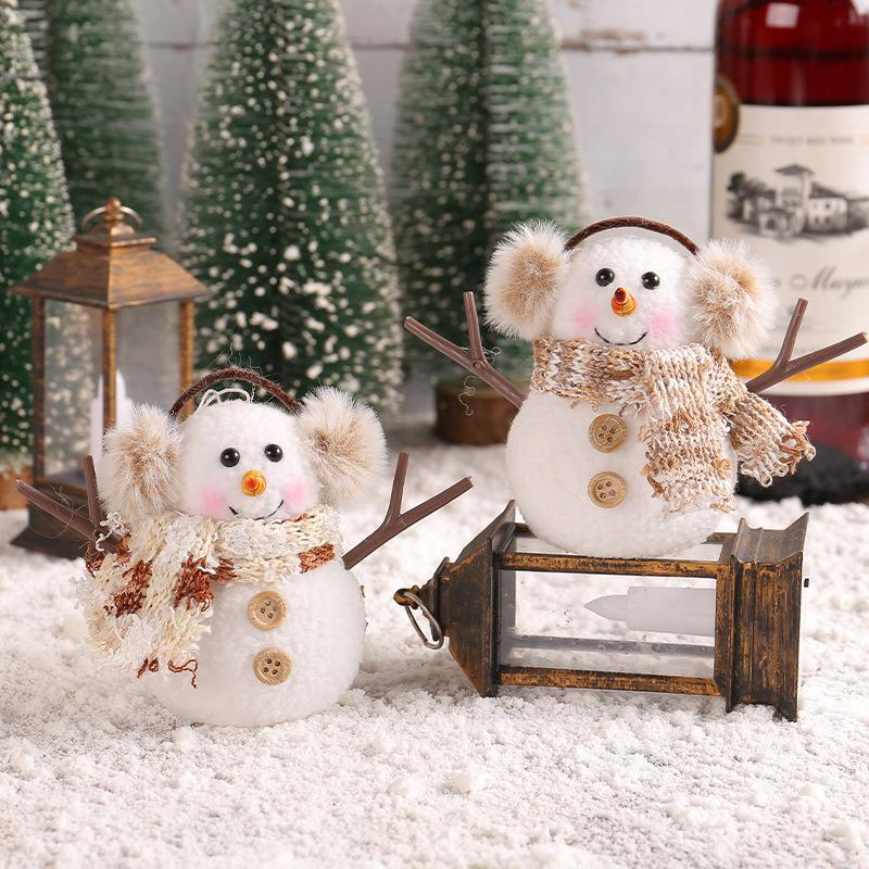 Рождественский ornament Снеговик со встроенной подсветкой Плюшевая кукла Снеговик Ночник Настольное украшение Набор Батарейка Рождественский подарок