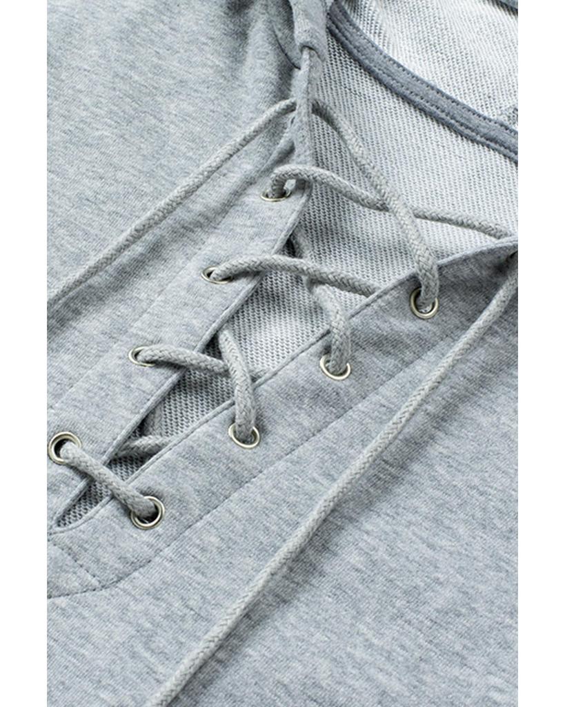 Azura Exchange Серая повседневная толстовка с капюшоном на шнуровке