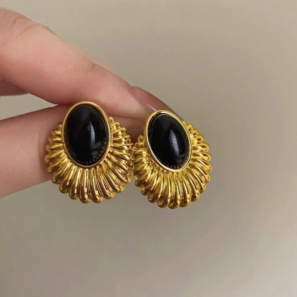 Elegant Drop Metal Earrings Geometric Jewelry Vintage Oval Earrings Gifts