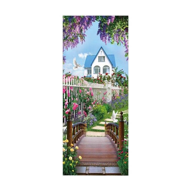 Дверные наклейки визуальное пространство пляжный коридор искусство водонепроницаемые обои гостиная спальня дверные обои ПВХ самоклеящиеся наклейки