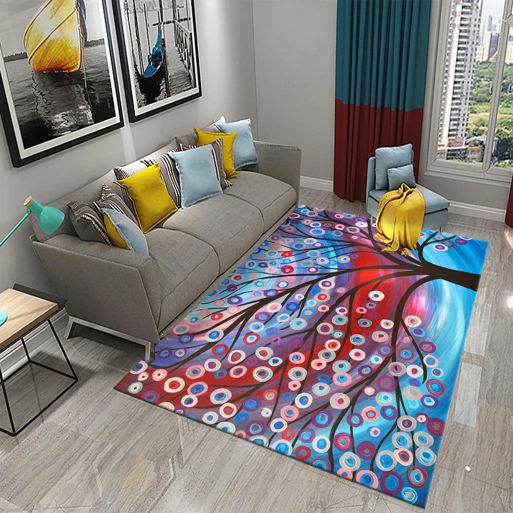 3D красочный ковер с абстрактным деревом для кухни, ванной, входа, нескользящий ковер, гостиная, балкон, спальня, декор, напольный коврик, коврики