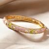 Chinese Style Vintage Cloisonne Bangle Enamel Women's Hand Bracelet Hollow Out Flower Bangle  Girls