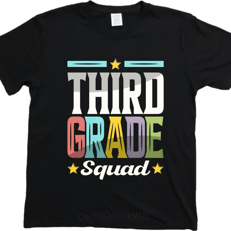 Plus Size Summer Boys tshirt Third Grade Squad With Colorful Letters And Stars Short Sleeve Soft Crew Neck Tee Shirt
