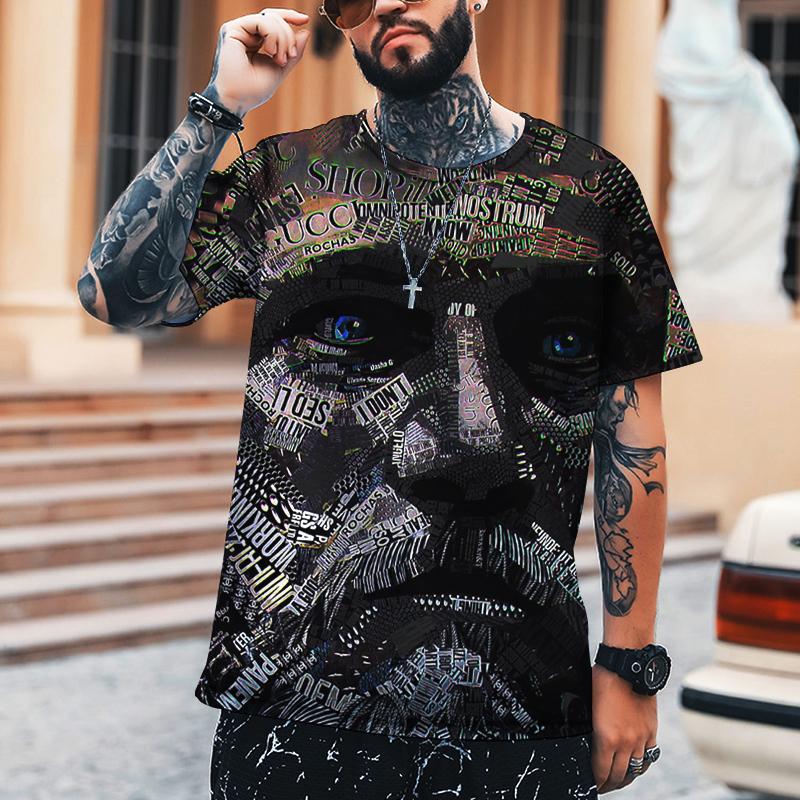 Portrait Mosaic Combination Men's High-end 3D Printed T-shirt 100% Leica Polyester High-end Custom Comfortable Fabric Tees Top