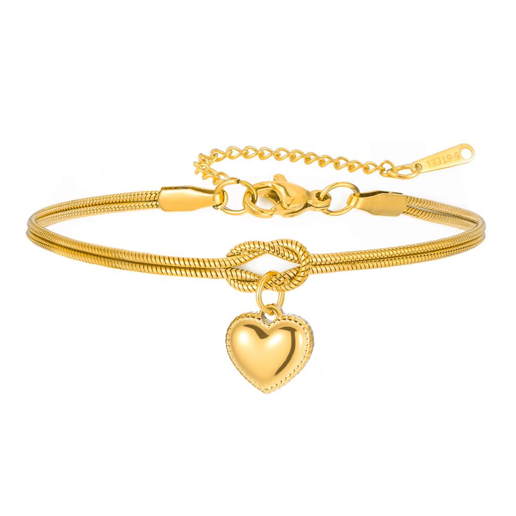 Cazador Stainless Steel Hollow Heart Charm Bracelet for Women Love Knot Snake Chain Bracelet Birthday Gift 2026 New