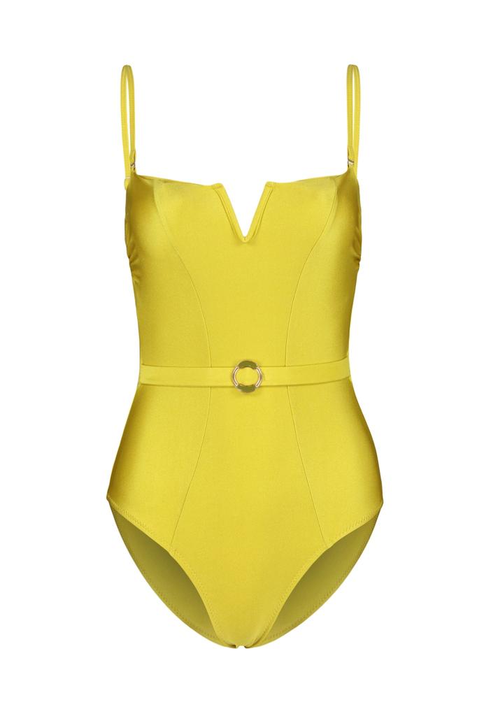 Женский купальник нового сезона, зеленый обычный купальник без бретелек с поясом