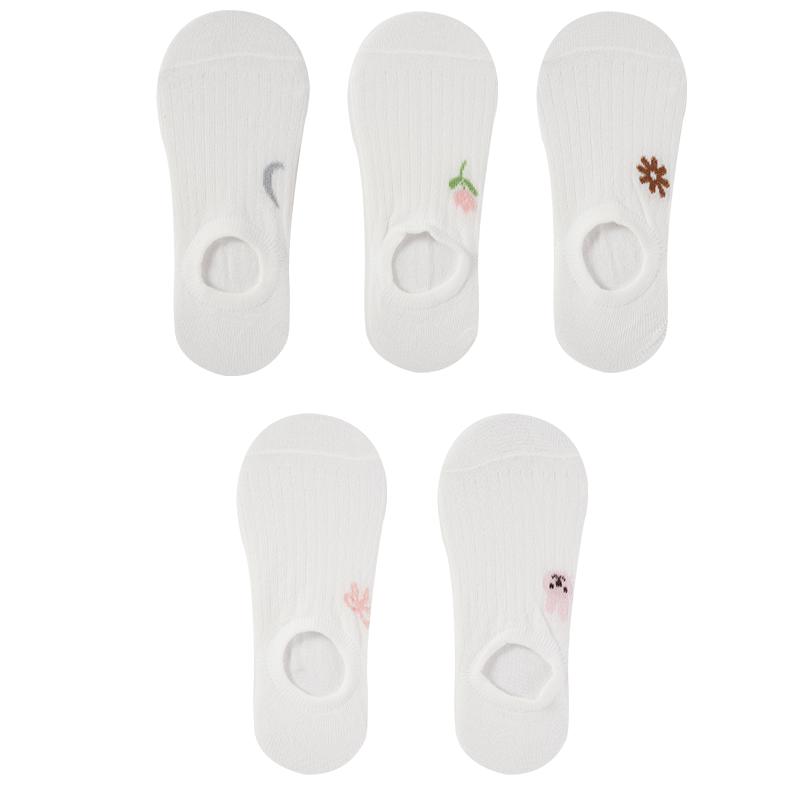 1/5 пары женских летних невидимых носков, силиконовые нескользящие носки, белые милые носки с животными и растениями