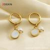 Позолоченные 18К серьги из нержавеющей стали с жемчугом для женской моды