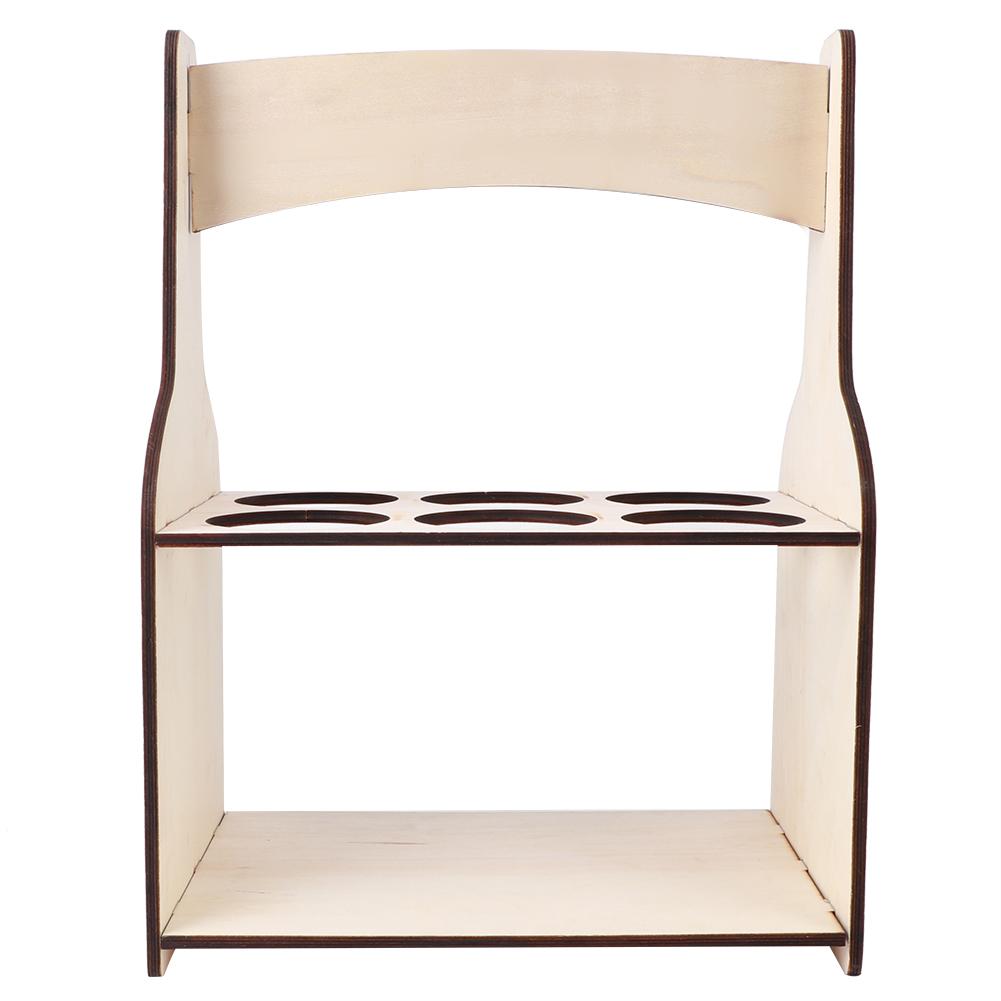 Wooden 6 Holes Beer Red Wine Dispenser Bottle Storage Rack Holder Shelf Storage Organizer for Bar