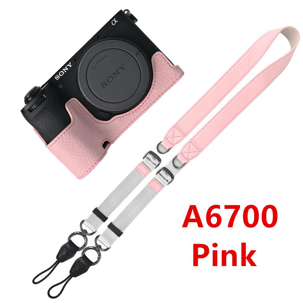 Получехол для камеры из ПУ кожи личи для Sony A6700 A6400 A6300 A6100 A6000 ZVE10 ZVE10II ZVE10M2 с открывающимся снизу чехлом и ремешком