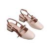 Baotou Sandals Women's 2025 New Summer Wear Medium Heel Thick Heel High Heel with Skirt Temperament French Single Shoes