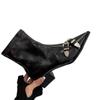Chunky Leather Women Ankle Boots Pointed Toe Sexy Designer Mid Heels Winter Shoes 2025 Trend Fashion Pumps Goth Botas De Mujer