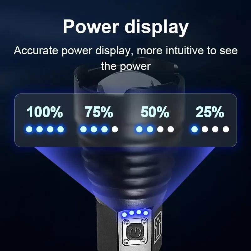 XHP90 Супер Фонари Фонарик Ультра Мощный Фонарь USB Зарядка Фонарь 5000 мАч Светодиодный Фонарь Зум Тактический Фонарь