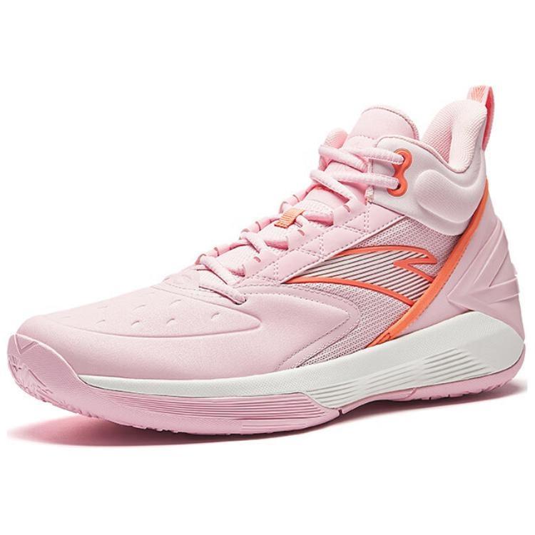 Anta Cushioning Slip Resistant Abrasion Resistant High top Basketball Shoes Men's Pink Orange 912511604Q-4