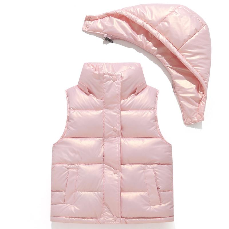 Kids' Hooded Down Cotton Vest: Thickened Sleeveless Jacket for Girls (Autumn/Winter).