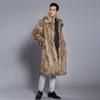 Мужское длинное пальто из искусственного меха с отворотом и длинным рукавом, ветрозащитное пальто с открытым передом, утолщенное теплое пальто из искусственного меха
