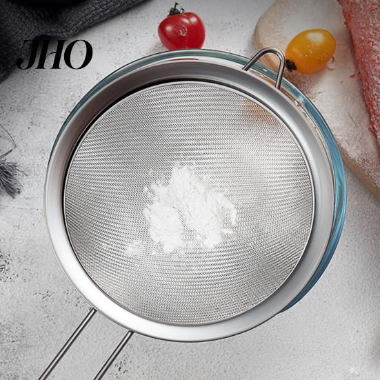 Corrosion Resistant Strainer Stainless Steel Fine Mesh Set Multi-Size Kitchen Sifter for Flour Oil Double Rivet & Juice Long Handle Dishwasher