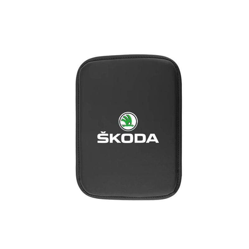 KJGK5 Car Leather Armrest Mat Arm Rest Protection Cushion Pad For Skoda Kylaq Elroq Octavia Enyaq Kamiq Scala Rapid Superb Karoq Fabia