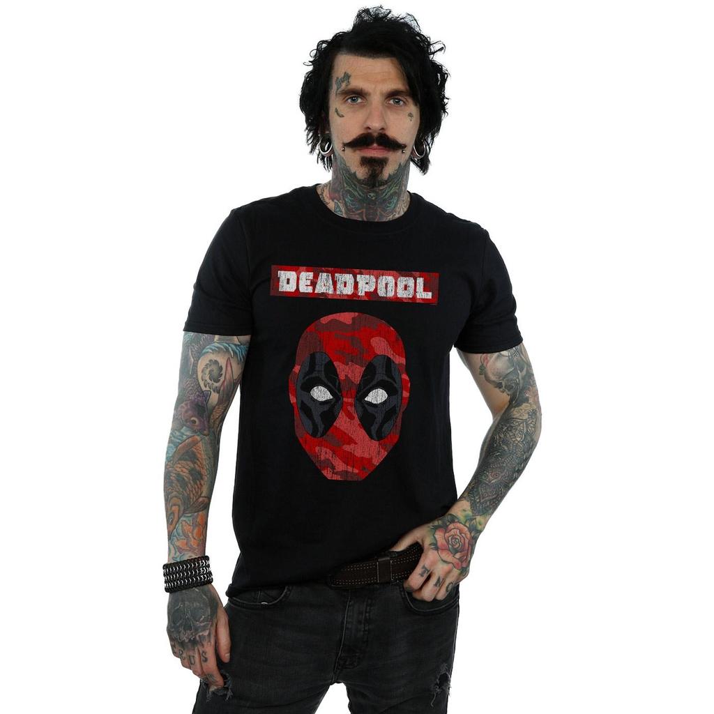 Marvel Mens Deadpool Camo Head T-Shirt
