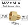 1/2 Inch M14 M18 M22 3/8" Thread Connector Brass Pipe Repair Extension Reducing Coupler Faucet Bubbler Copper Fittings 1pcs
