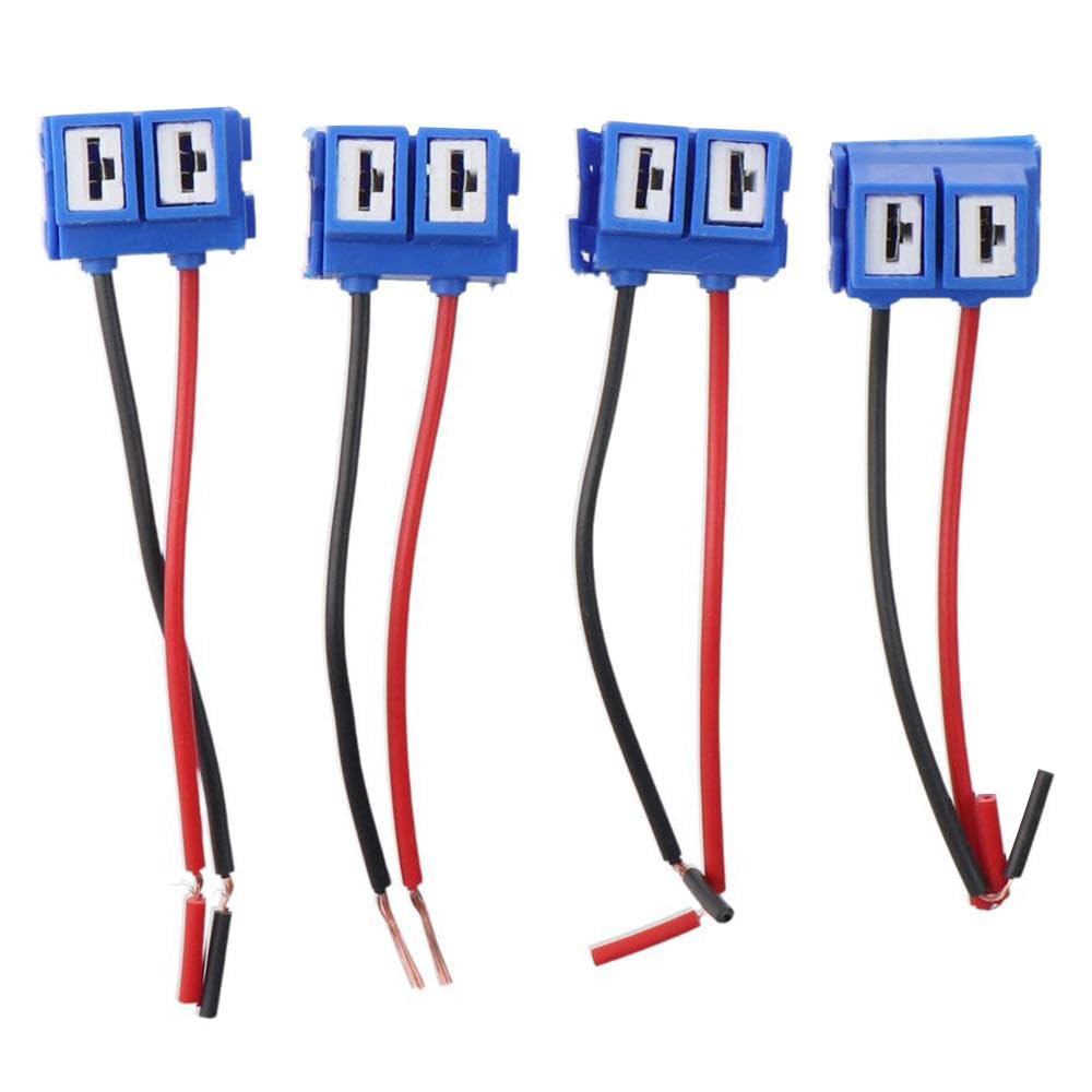 BYOBYO 4PCS H7 Ceramic Light Bulb Socket,Wiring Harness Connector Pigtail Adapter,Plug Connector with Wiring Harness for Car,Bulb