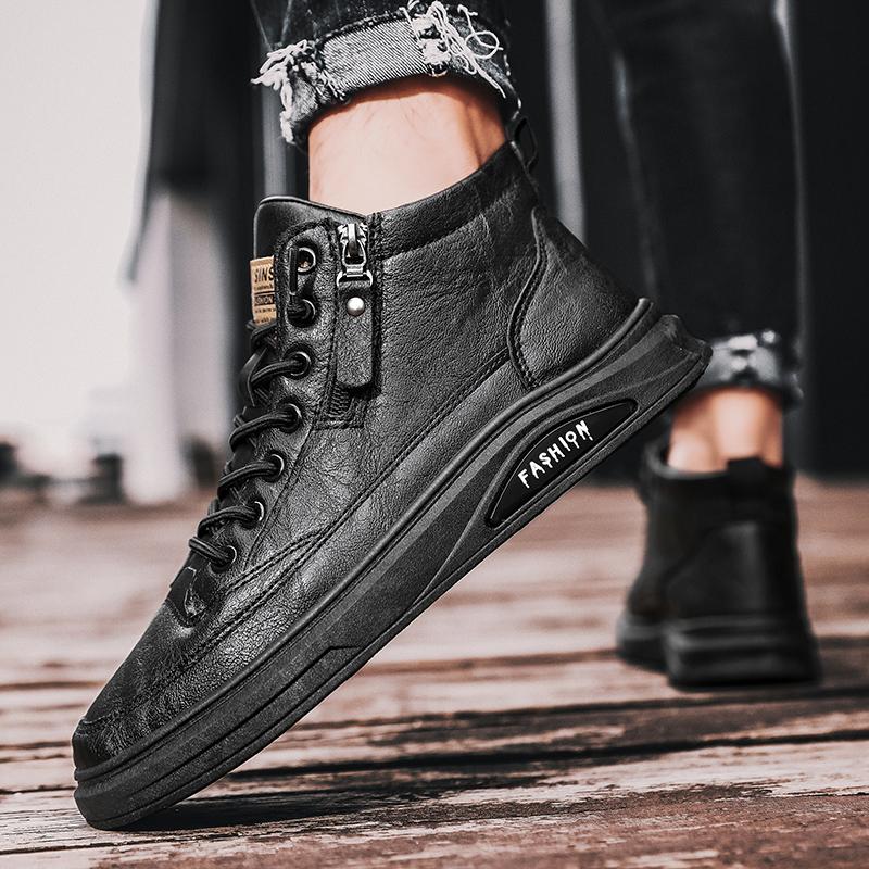 Men's Casual LU Leather Sports Shoes All-Match Wear-Resistant Men's Shoes Fashion High Top Skateboarding Shoes for Men Leisure Shoes