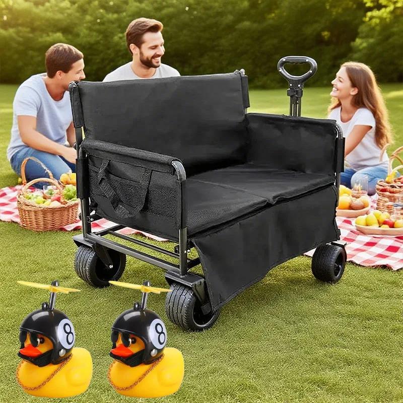Multifunctional Camping Wagon, Transforms Into Sofa Seat, Foldable Outdoor Gear Hauler for Picnics & Trips Accessories
