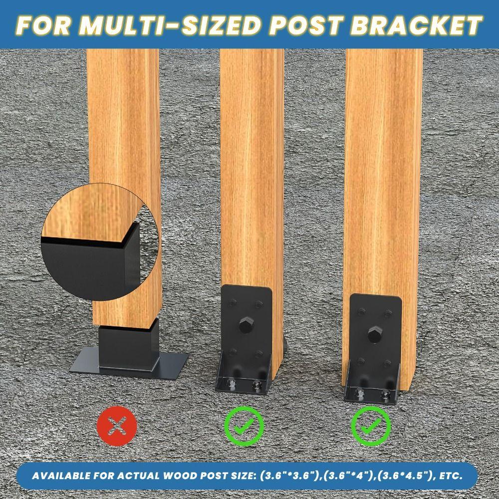 Черный опорный кронштейн для перил террасы, усиленный столб для перил, кронштейн опоры столба, Перила для террасы