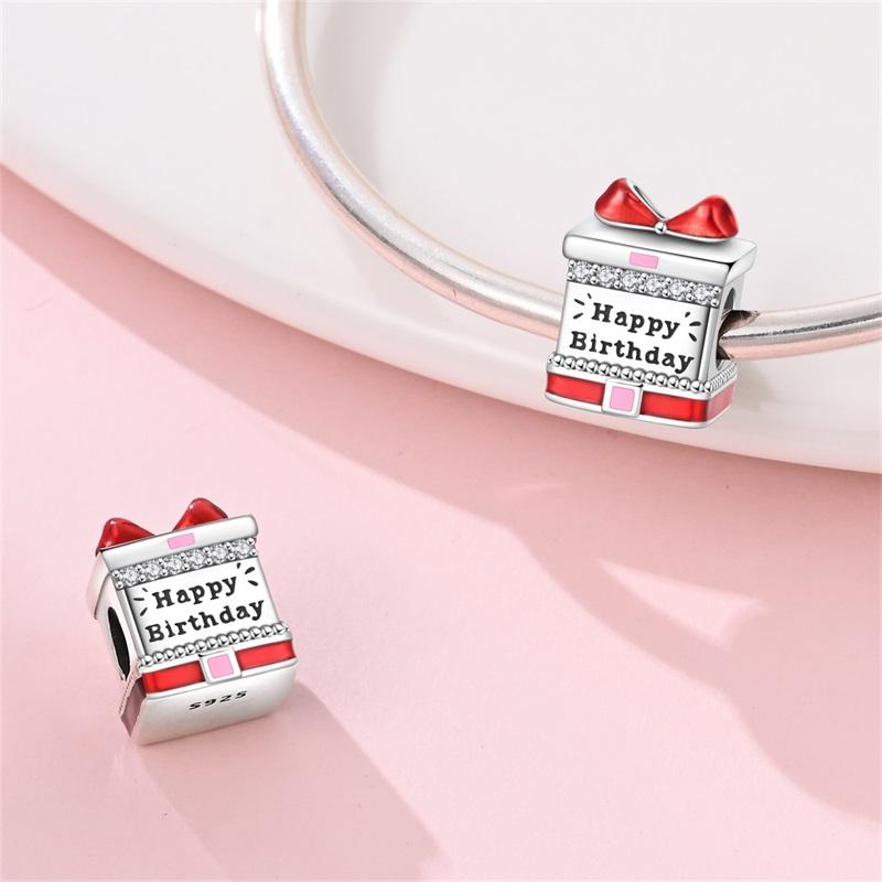 Copper Red Series Gift Box Carousel Beads Pendents Charm Fit Original Diy Bracelet Necklace Birthday Jewelry Gift