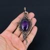 Gorgeous Amethyst Gemstone Handmade Pure Copper Wire Wrap Jewelry Pendant For Gift