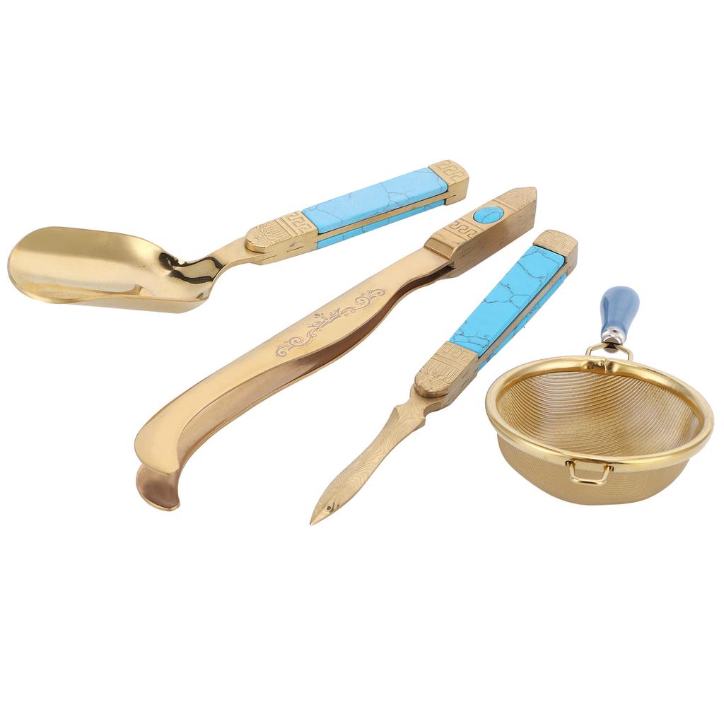 Чайный набор для церемонии из нержавеющей стали 304 Чайная ложка Игла-зажим Фильтр-комплект Аксессуар для чая кунг-фу Золото