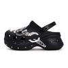 Bae Clog REGO Hot Dog Lost Saturn Feeling Comfortable and Versatile Hole Shoes Women's Black Silver