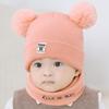 Newborn Kids Baby Boy Girl Pom Hat Winter Warm Knit Crochet  Cap Scarf Set