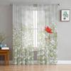 Colorful And Gorgeous Poppies Tulle Curtains for Living Room Drapes Window Sheer Modern Curtains for Bedroom Decor