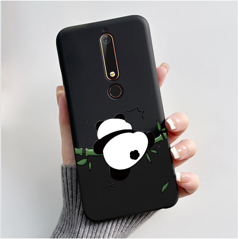 Cute Case For Nokia 6.1/Nokia 6.1 Plus/Nokia X6/Nokia6 Capa Printing Shell Protective Cover Soft Silicone Cartoon Black Casing