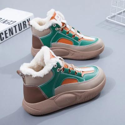 Женская зимняя теплая утолщенная водонепроницаемая спортивная обувь с высоким верхом и толстой подошвой, нескользящая теплая спортивная обувь
