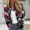 Jackets For Women Long Sleeve Lightweight Zip Up Cropped Fashion Christmas Print Outerwear Casual Quilted Jackets Whith Pockets