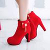 2024 Large Size 32-43 Platform Bow Women Shoes Woman Fashion High Heels Winter Ankle Boots Female Footwear Black Blue Yhj89