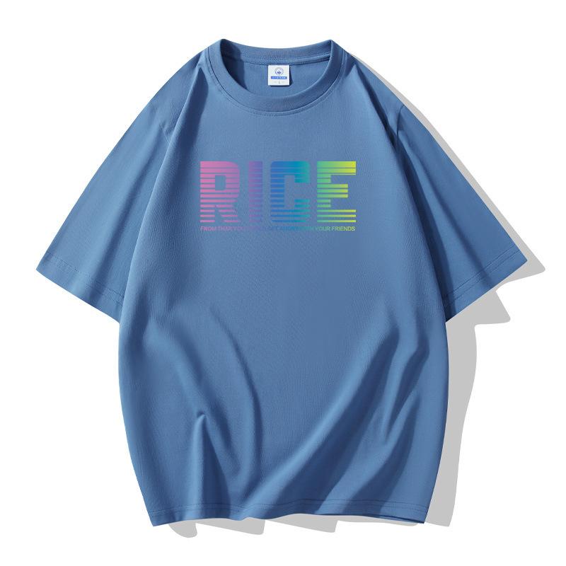 Мужская хлопковая футболка с короткими рукавами и рисунком риса, свободная футболка большого размера